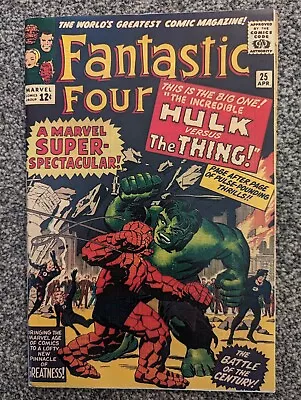 Buy Fantastic Four 25. Marvel 1964. Hulk Vs Thing. Actual Comic With Facsimile Cover • 59.99£