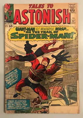 Buy TALES TO ASTONISH #57 EARLY SPIDER-MAN X OVER  MARVEL COMICS KEY, 1964 F/G • 33.25£