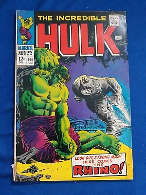 Buy Incredible Hulk #104 (1968 Marvel Comics) Vs The Rhino  • 47.43£
