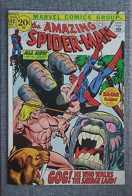 Buy Amazing Spider-Man #103 FN+ 6.5  1st Appearance Gog! Ka-Zar! Marvel 1971 • 24.13£