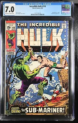 Buy Incredible Hulk #118 (Aug 1969, Marvel Comics) CGC 7.0 FN/VF | 1273132018 • 79.05£