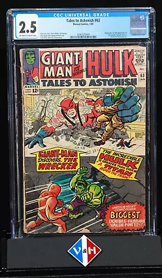 Buy Tales To Astonish #63 ~ CGC 2.5 ~ 1st Appearance Of The Leader ~ Marvel (1965) • 104.07£