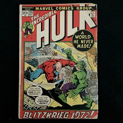 Buy The Incredible Hulk #155 / 1st Appearance Of The Shaper Of Worlds (Marvel, 1972) • 19.72£