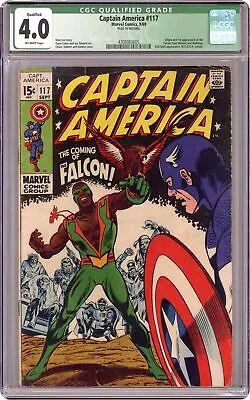 Buy Captain America #117 CGC 4.0 QUALIFIED 1969 4308363005 1st And Origin Falcon • 152.81£