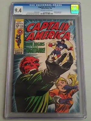 Buy Captain America #115 Cgc 9.4 Off White To White Pages Red Skull Marvel 1969 (sa) • 359.99£