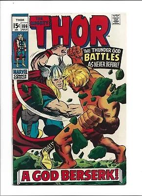 Buy Thor #166 (July 1969, Marvel) VG/FN (5.0) Thor Vs. Warlock !!!!!!!!!!!!!!!!!!!!! • 35.62£