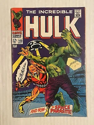 Buy Incredible Hulk 103 Marvel 1968 First Space Parasite (Detached Center Pages) • 39.60£