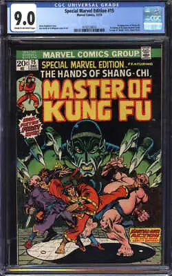 Buy Special Marvel Edition #15 Cgc 9.0 Cr/ow Pages // 1st Appearance Of Shang-chi • 354.79£
