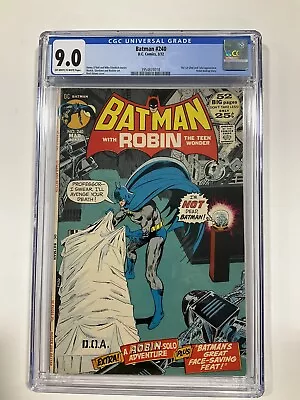 Buy Batman 240 Cgc 9.0 Ow/w Pages Dc Comics 1972 • 158.88£