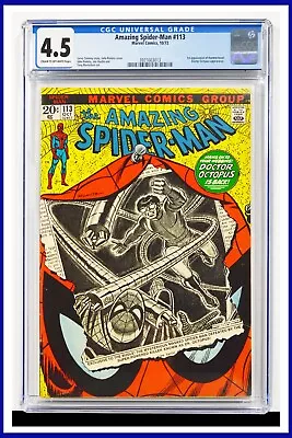 Buy Amazing Spider-Man #113 CGC Graded 4.5 Marvel 1972 Cream Of Pages Comic Book. • 89.87£