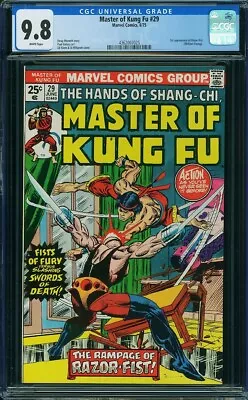 Buy Master Of Kung Fu 29 Cgc 9.8 White Pages 1st Razor Fist Centered L9 • 379.48£