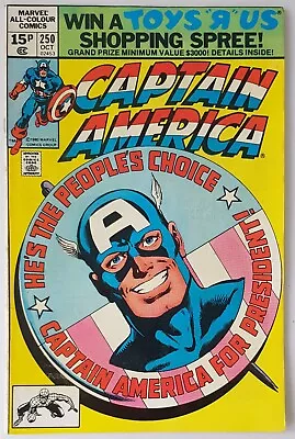Buy Captain America #250, Marvel Comics 1980, Cap For President, Bronze Age • 9.99£