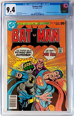 Buy BATMAN #293 CGC 9.4 White 1977 Aparo SUPERMAN VS Lex Luthor, Nice DC Cover • 110.69£