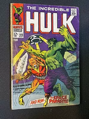 Buy Incredible Hulk 103 Comic 1st Appearance Of Randau The Space Parasite May 1968 • 17.09£