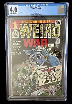 Buy Weird War Tales # 1 CGC 4.0 1971 CRM/OW PGS DC Comics Bronze Age Horror War • 99.94£