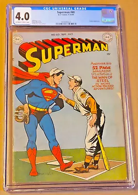Buy SUPERMAN #60 (DC:1949) Plastino Baseball Cover Prankster Toyman CGC 4.0 (VG) • 552.63£