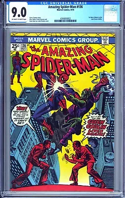 Buy Amazing Spider-man #136 (1974) - CGC 9.0 - FIRST HARRY OSBORN AS GREEN GOBLIN • 154.99£
