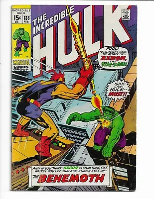 Buy Incredible Hulk 136 - Vg/f 5.0 - Abomination - Jim Wilson - Betty Ross (1971) • 17.39£
