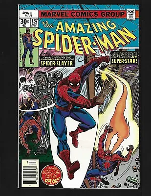 Buy Amazing Spider-Man #167 FN- 1st Will-O'-The-Wisp 1st Bart Hamilton Spider-Slayer • 9.50£