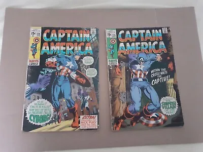 Buy Captain America No 124 & 125 Very Good Condition  Modok Mandarain 1970 Marvel • 16.99£