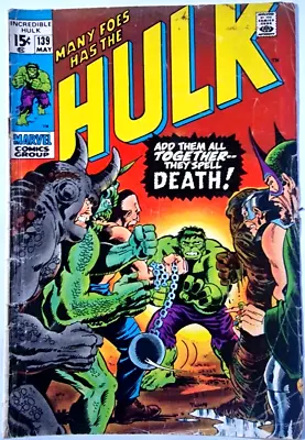 Buy Incredible Hulk 139 Marvel 1971 • 11.99£