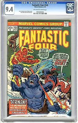 Buy Fantastic Four #145 CGC 9.4 NM  Off- Wht To Wht Pgs  4/74  G.Kane Cover, R. Andr • 124.66£