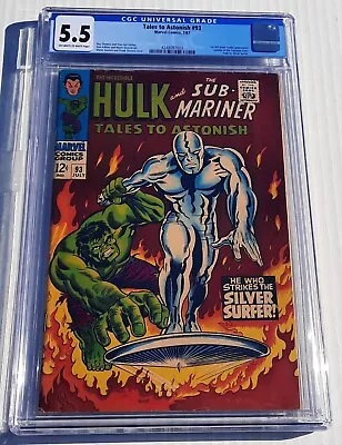 Buy Tales To Astonish #93 CGC 5.5 1967 Marvel Silver Surfer Incredible Hulk OW-WHITE • 158.31£