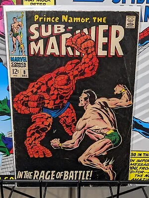Buy Sub-Mariner #8 - Classic Battle Of Sub-Mariner Vs. The Thing. (VG/F) 1968 • 23.90£