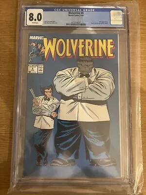 Buy Wolverine #8 CGC 8.0 WHITE PAGES Marvel 1989 Key Hulk App, Claremont / Buscema • 125£