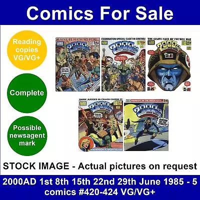 Buy 2000AD 1st 8th 15th 22nd 29th June 1985 - 5 Comics #420-424 VG/VG+ • 9.99£