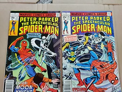 Buy Peter Parker The Spectacular Spider-Man 22 FN+ 23 VG/FN (Early Moon Knight) 1978 • 17.59£