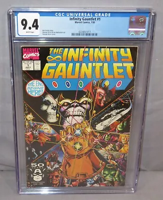 Buy INFINITY GAUNTLET #1 (White Pages) CGC 9.4 NM Marvel Comics 1991 George Perez • 59.77£
