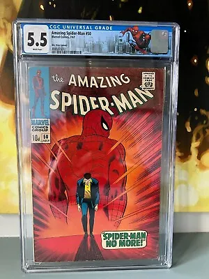 Buy Amazing Spider-man #50 CGC 5.5 - Into Kingpin, White Pages - Pence Price!! • 1,295£