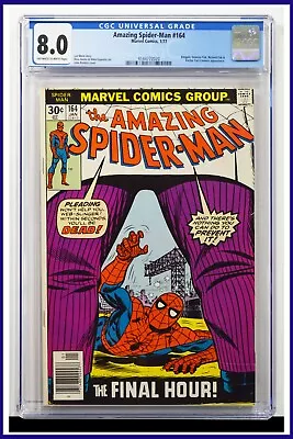 Buy Amazing Spider-Man #164 CGC Graded 8.0 Marvel 1977 Newsstand Edition Comic Book. • 94.87£