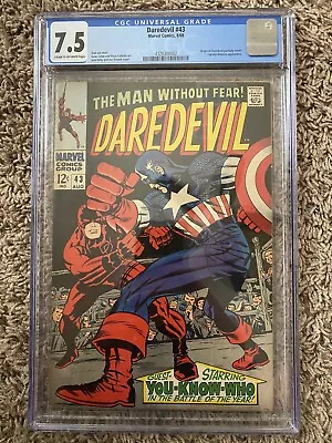 Buy Daredevil #43 CGC 7.5 Origin Retold Captain America Cover Marvel 1968 • 91.04£