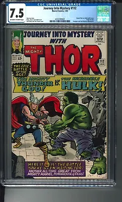 Buy Journey Into Mystery #112 (1965) CGC 7.5 OFF-WHITE To WHITE Pages Thor Vs Hulk! • 495.70£