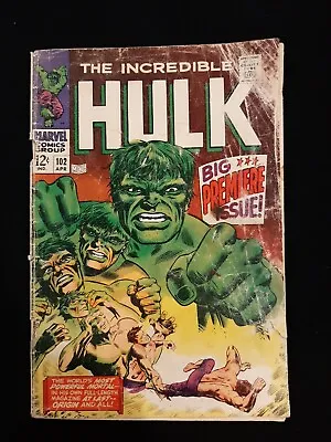 Buy The Incredible Hulk 102 Marvel Comics 1968 Origin Retold Silver Age Low Grade • 82.78£
