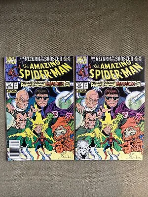 Buy (2) The Amazing Spider-Man #337 1st Full Sinister Six II - Newsstand + Direct NM • 23.65£