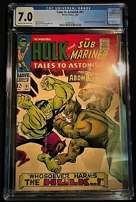 Buy Marvel Tales To Astonish #91 Cgc 7.0 1967 Hulk Silver Age • 173.86£