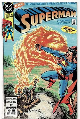 Buy Superman #45 - DC 1990 - Cover By Jerry Ordway [Ft. Jimmy Olsen] • 6.49£