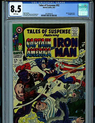 Buy Tales Of Suspense #92 CGC 8.5 VF+ Silver Age Marvel Comics Amricons 1967 K22 • 221.27£