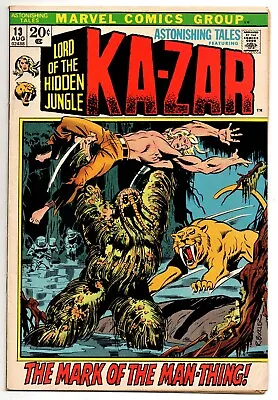 Buy Vintage Comic ASTONISHING TALES 13 KA-ZAR 1st MAN THING COVER Marvel Comics 1972 • 47.67£