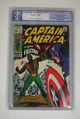 Buy Captain America #117,  PGX 5.5, Cream To Off-white Pages, 1st Falcon • 221.18£