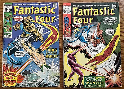 Buy Lot Of 2 Fantastic Four Marvel Comics #'s 103 105 1970 • 11.92£