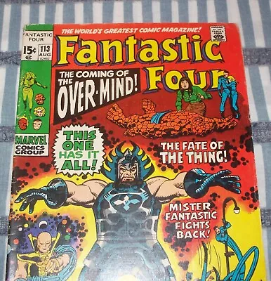 Buy The FANTASTIC FOUR #113 Vs. The Over-Mind! From Aug. 1971 In VG- Condition • 15£