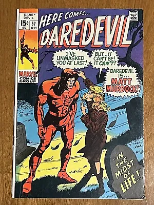 Buy Daredevil #57/Silver Age Marvel Comic Book/Identity Revealed/VG-FN • 18.18£