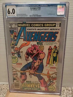 Buy Avengers #189 CGC 6.0  Marvel Comics  1979  Hawkeye Cover  **FREE SHIPPING ** • 35.56£