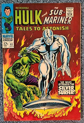 Buy Tales To Astonish #93 Marvel Comics 1967 Silver Surfer VS Incredible Hulk! - FN+ • 139.91£