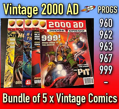 Buy 2000 AD 5 X Comic Bundle: Progs 960 962 963 967 & 999 Vintage Used 1990s #2AD12 • 4.99£