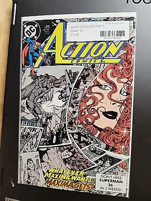 Buy Action Comics #645 9.2 Vg 1989 1st Print Main Cover A Dc Comics • 4£